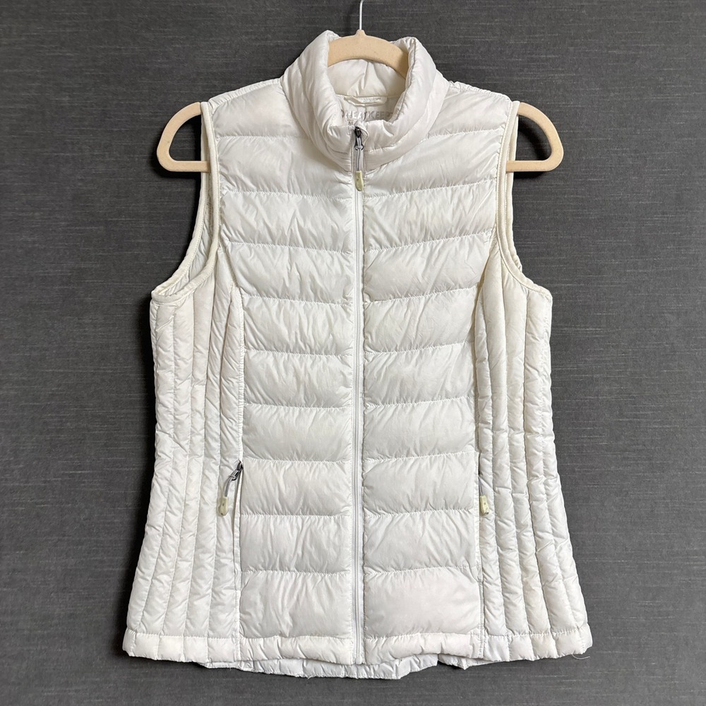 Heatkeep Vest M Off White Puffer Down Filled Quilted Zip Sleeveless Jacket Gilet